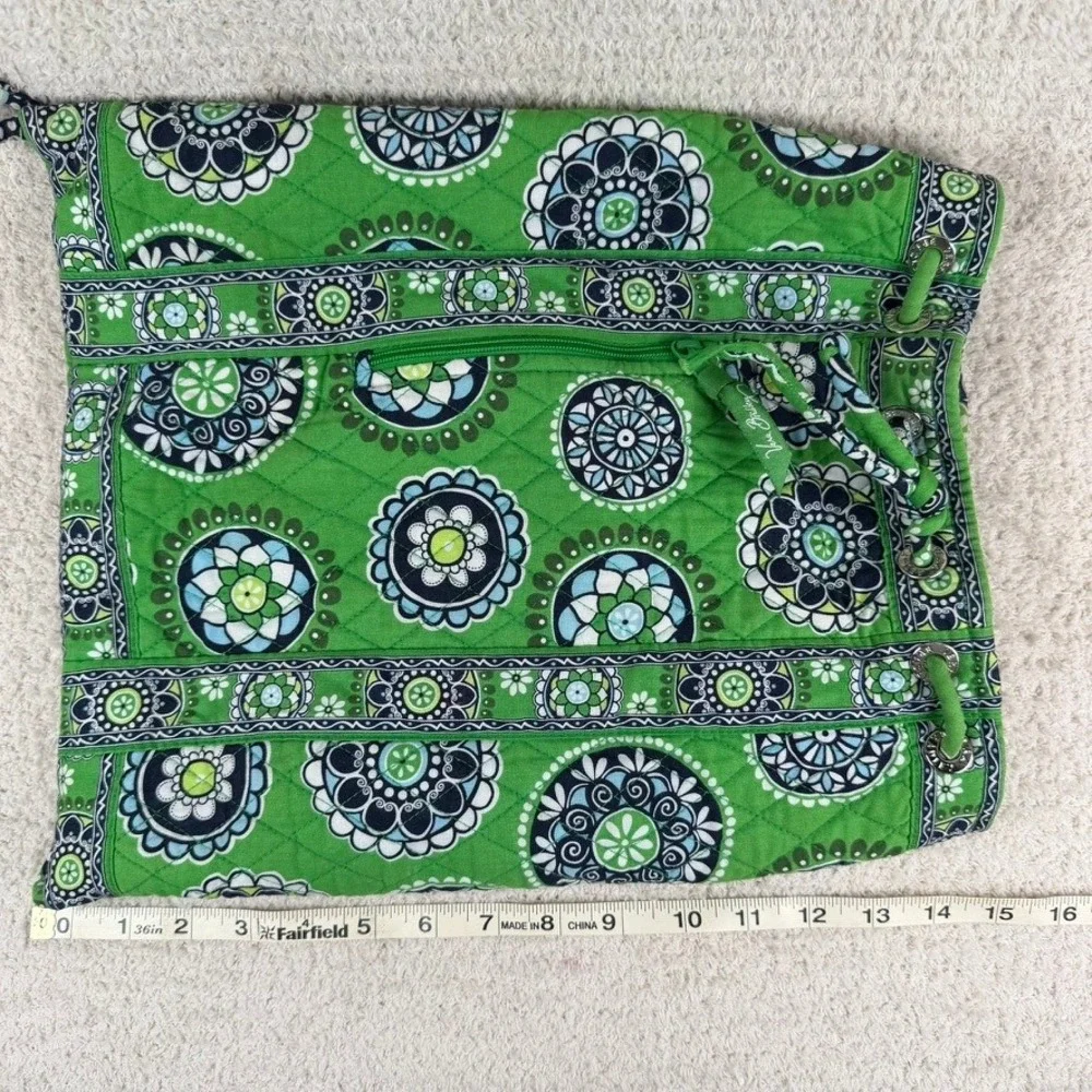 Vera Bradley Cupcake Green Quilted Cotton Drawstring Cinch Backpack Bag Retired